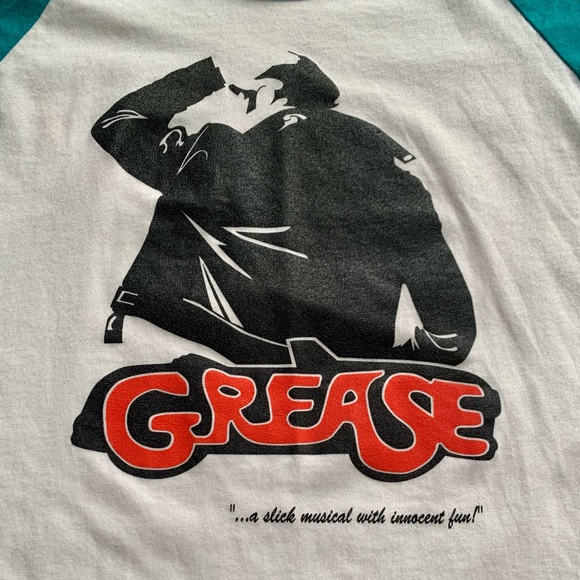 GREASE The Musical ‘06 Cast Baseball-Style Shirt White Teal Blue - Picture 2 of 8